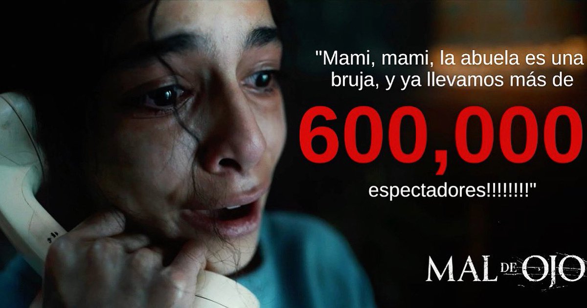 WE DID IT!!!!!!!!! #MalDeOjo ha rebasado ya los 600,000 espectadores a nivel nacional, convirtiéndose en una de las películas mexicanas más exitosas del año, y en una de las cintas nacionales de terror más exitosas de toda la historia!!!!!!!No puedo creerlo. No tengo palabras!!