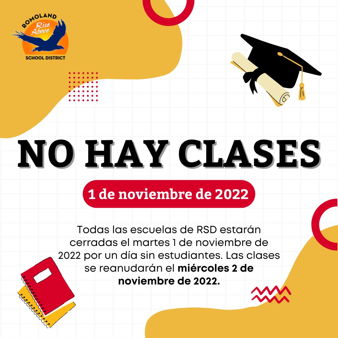 Friendly reminder that all schools will be closed on Tuesday, November 1, 2022, for a non-student day. 

All schools will reopen and classes will resume on Wednesday, November 2, 2022.