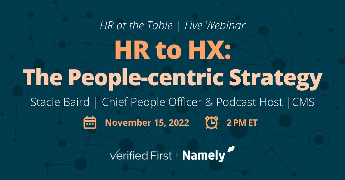 Join Community Medical Services' CPO and Podcast Host, Stacie Baird, for November's #HRatTheTable on the human experience within #HR.

#HRtoHX #SHRM #HRCI
go.verifiedfirst.com/hr-hx-people-c…