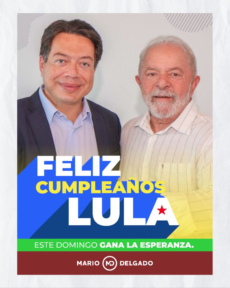 Muchas felicidades al próximo Presidente de Brasil, @LulaOficial. Un hombre de lucha y de convicciones que nos ha enseñado que no existe poder en el mundo capaz de aplastar la fuerza de la verdad y la justicia. Este domingo la esperanza ganará en Brasil. ¡Feliz cumpleaños!🎉🎂🎊