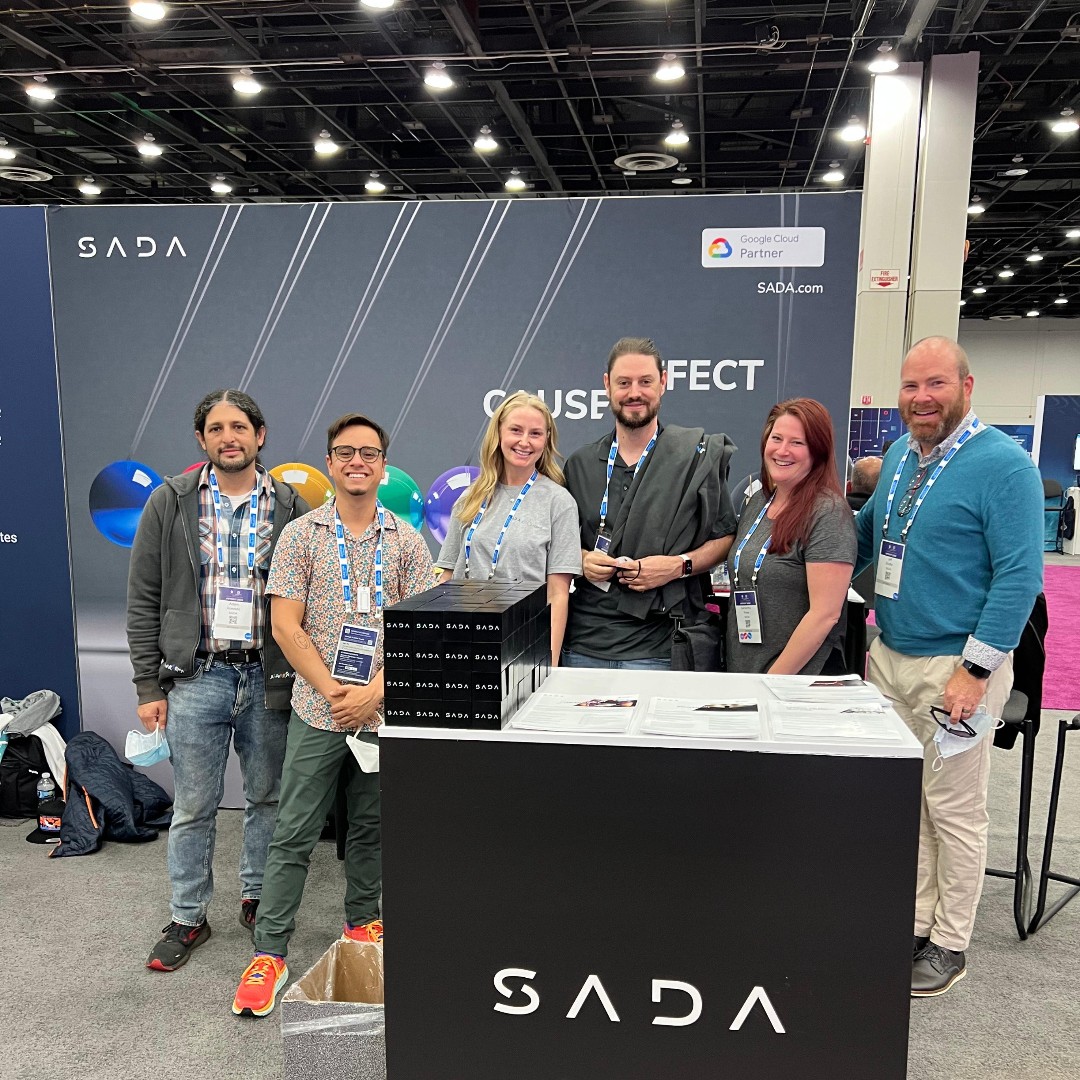 Some happy faces 😃 from our team at #KubeCon. 🧊 If you haven't dropped by yet &amp; are in the #DetroitMI area, there is one more day to hang out at SADA's booth &amp; rub shoulders with other #cloud experts. ☁️🤝 Come &amp; say hello! #kubecon2022 #cloudnative #cloudnativecon #opensource