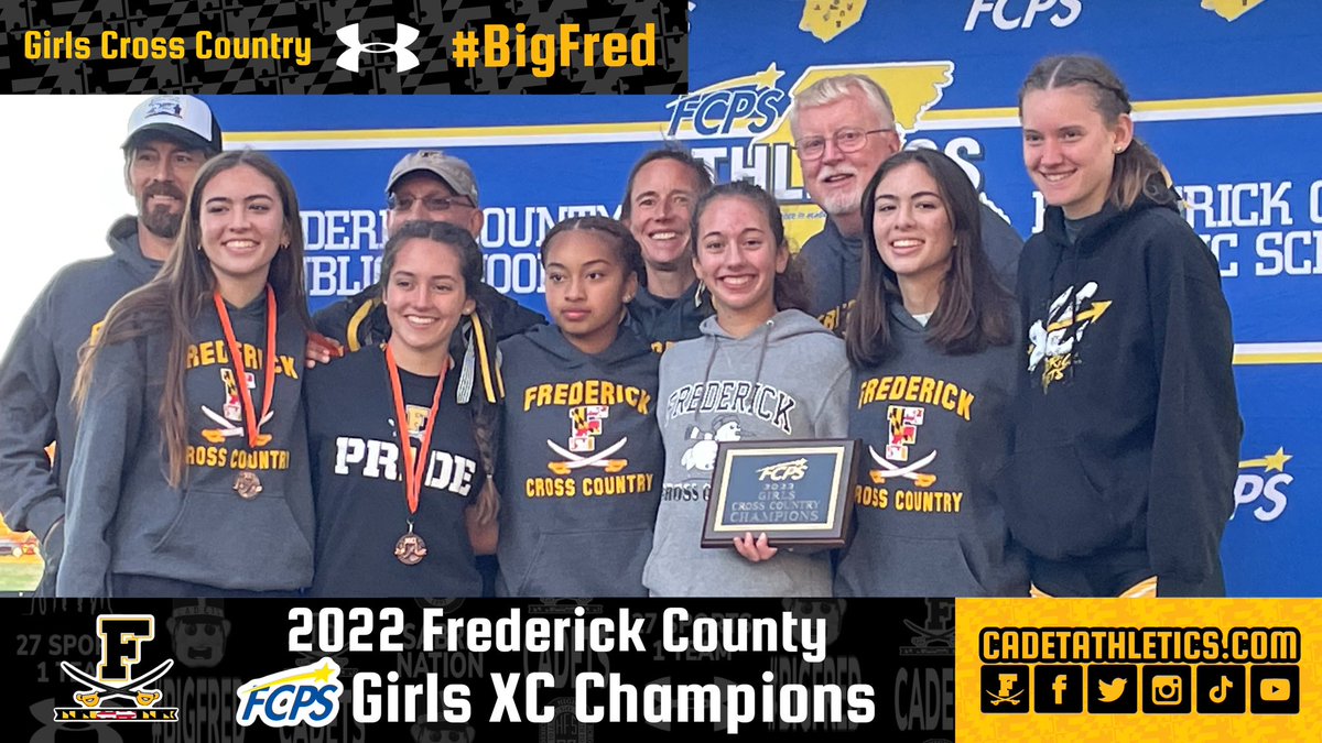 ⚡️Cadetathletics.com News Flash⚡️
🏆HARDWARE ALERT🏆
<a href="/CadetXC_/">Frederick High XC</a> girls win their first county title since 1993!

For FHS:
🥇- C. Gregory
5th - Brawner
9th - Driver
10th - L. Slagle
11th - Johnson
18th- Soto
27th- A. Slagle

⚔️ | #BigFred