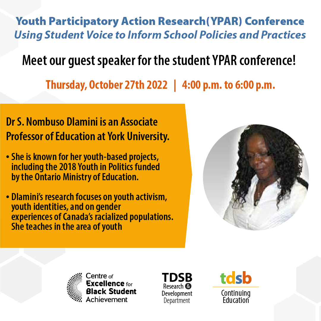 tdsb_cebsa's tweet photo. Only a few hours left until our first Youth Participatory Action Research Conference! This conference is student-led and centres student voice. 

@tdsb @ResearchTdsb @TDSB_ConEd 

#tdsbcebsa #CEBSAStudentConference2022 #YPARStudentConference2022 
#StudentVoice https://t.co/a3Ght0amvJ