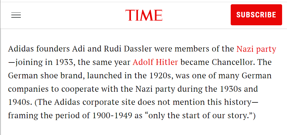 Adidas doesn't want you asking what their founders were up to in 1933