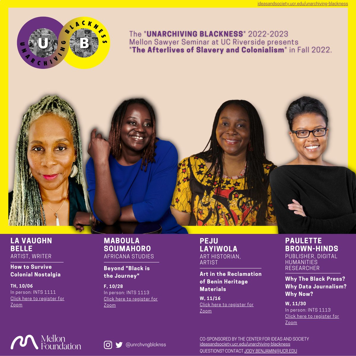 Unarchiving Blackness (@unrchvngblcknss) on Twitter photo Tomorrow!! Attend "Beyond Black Is The Journey" at <a href="/UCRiverside/">UC Riverside</a> & virtually via Zoom, a lecture by Dr Maboula Soumahoro in the <a href="/unrchvngblcknss/">Unarchiving Blackness</a> Sawyer Seminar Series - RSVP and see details here events.ucr.edu/event/sawyer_s… Tomorrow!! Attend "Beyond Black Is The Journey" at <a href="/UCRiverside/">UC Riverside</a> & virtually via Zoom, a lecture by Dr Maboula Soumahoro in the <a href="/unrchvngblcknss/">Unarchiving Blackness</a> Sawyer Seminar Series - RSVP and see details here events.ucr.edu/event/sawyer_s…