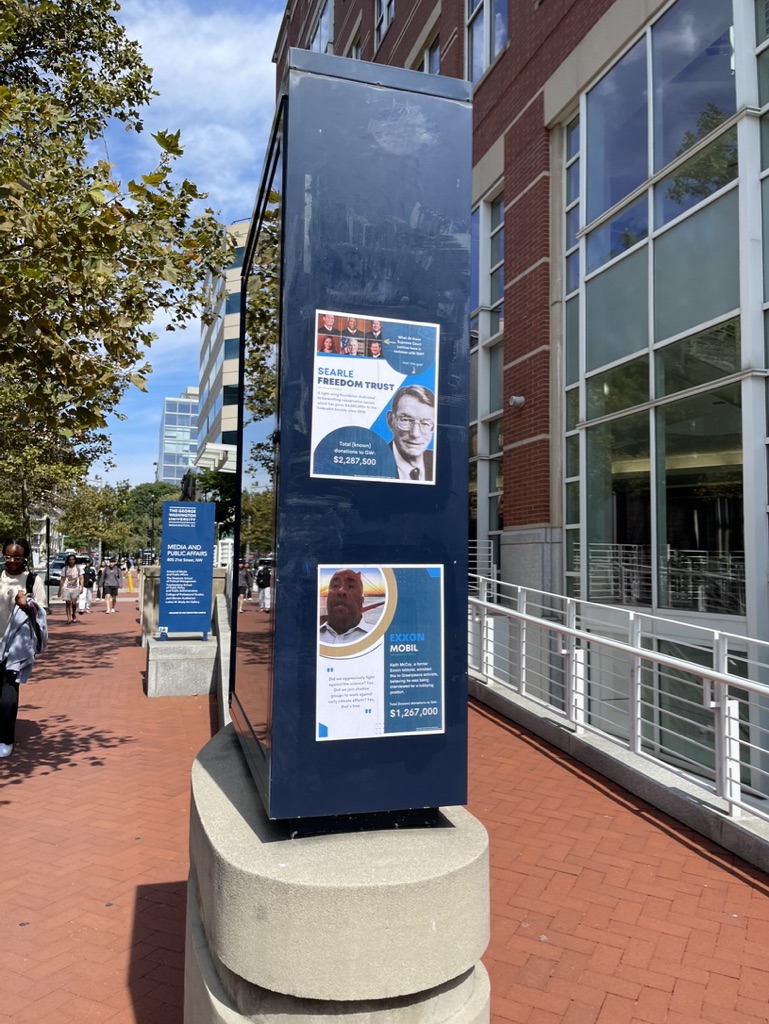 UnKochCampus's tweet photo. Check out what our student organizers at @GWtweets are doing for #DayOfAction2022! #UnKochEducation #UnKochHigherEd #UnKochEverything https://t.co/1TqDYQC5O1