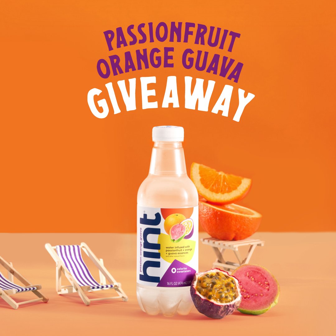 hint's tweet photo. 3 cheers for our first-ever triple Smashup, Passionfruit Orange Guava #HintWater! 🏝🏄‍♂️💧👏 We're giving away 3 cases of our brand new limited-time flavor to 1 winner to enjoy.

For a chance to win:
1️⃣ Follow @hint
2️⃣ RT this tweet

#Giveaway ends 10/31. Winner notified via DM. https://t.co/pQxu1kwKEO