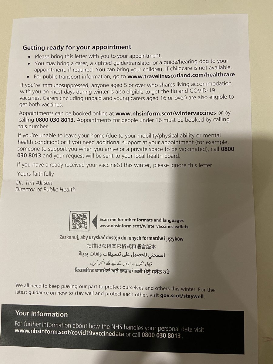 I have just got my vaccination invitation letter. What is unusual is that it comes from me to me. I will certainly follow my own advice!