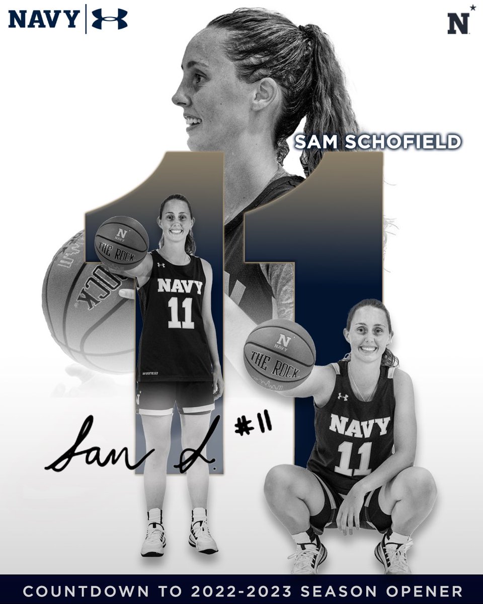 NavyWBB's tweet photo. Almost to single digits! 1️⃣1️⃣ more days @sam_schofield12 🤍

#GoNavy | #Impact https://t.co/ot6ZIVh464