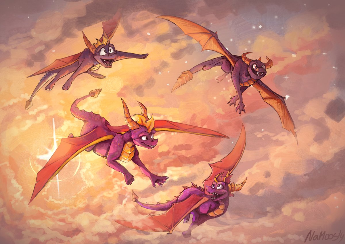 NaMoogly's tweet image. Some of my favourite Spyro fanarts I've gone and done 💜💜💜