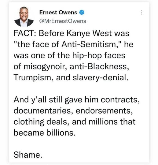 "Slavery was a choice." should have ignited a firestorm of condemnation. Instead... people preferred to exist vicariously via the billionaire status.

#kanye #kanyewest #hypocrisy #blacktwitter #blackamericans #blackpeople
