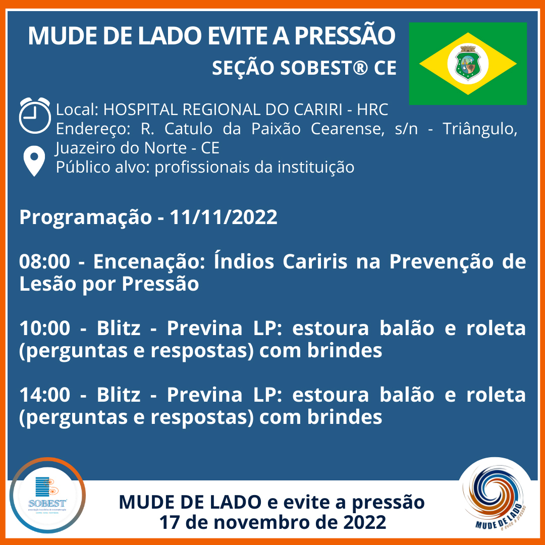 SOBEST_oficial's tweet photo. A seção SOBEST® adere a campanha MUDE LADO: Evite a pressão e estará realizando 2 dias de atividades junto ao HOSPITAL REGIONAL DO CARIRI.

Acesse em https://t.co/MNFn52IKd5

#sobest #mudelado #estomaterapia #estomaterapeutas #hospitalregionaldocariri https://t.co/hLujrhyLhM