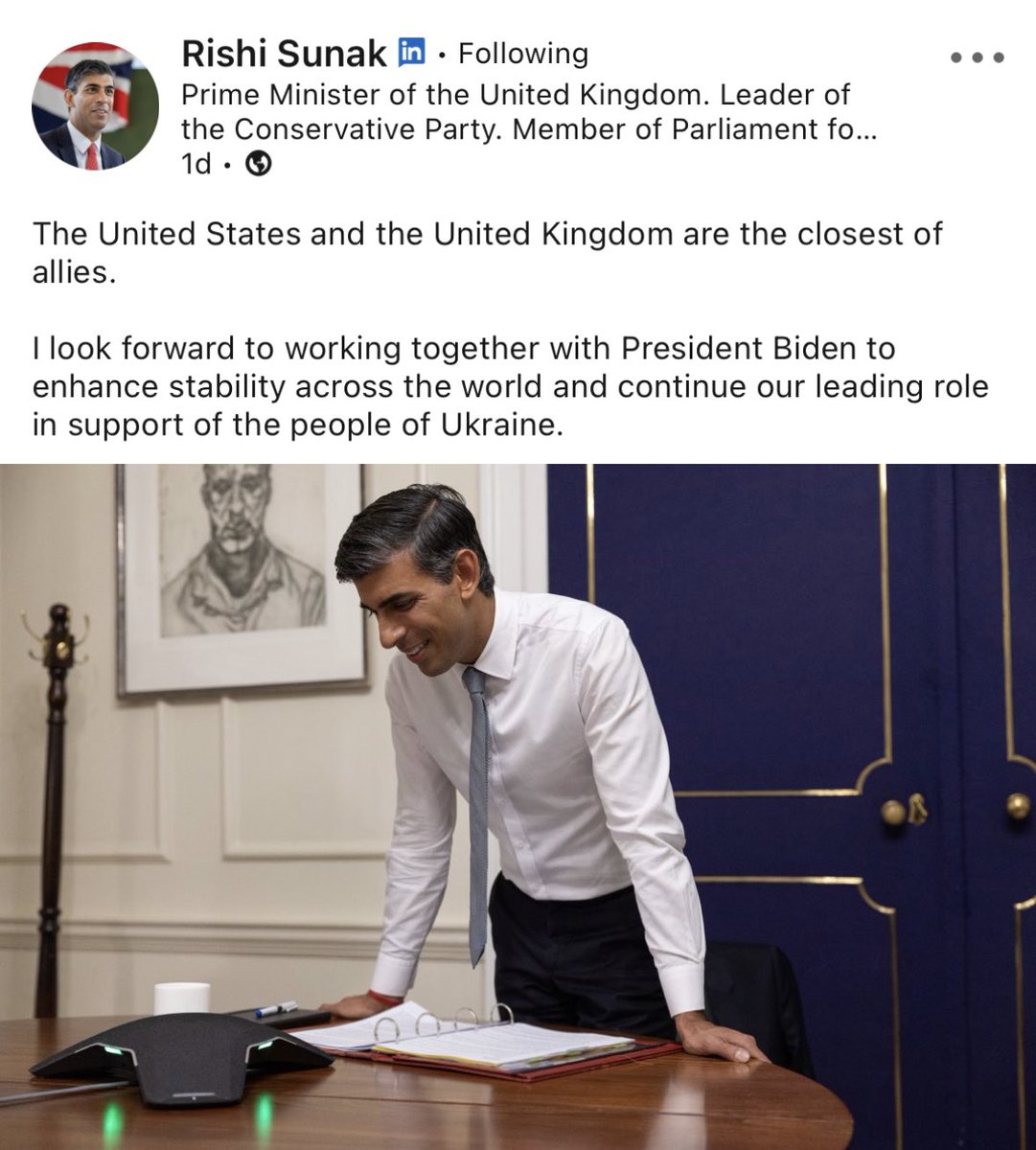 Day 2 of Rishi Sunak taking world leaders, locking them into a conference phone shaped box and taking a photo of it for his LinkedIn profile. If this ain’t some black mirror shit