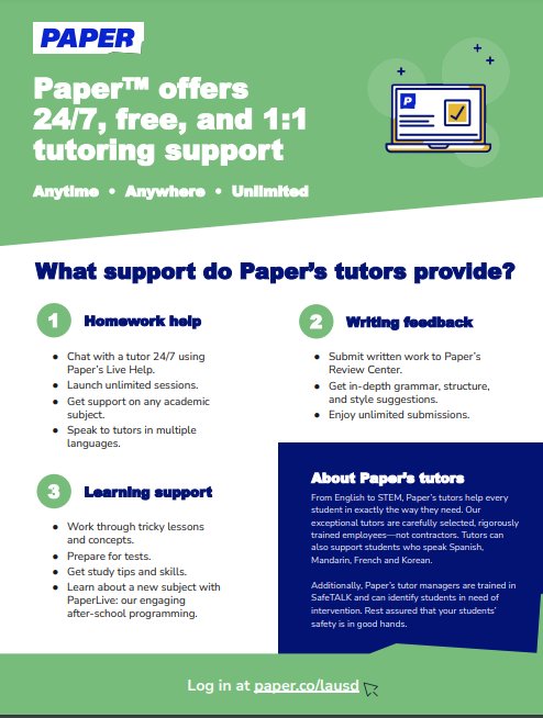 CHMagnetSchool's tweet photo. Champion families,
Log in through Schoology or Clever to take advantage of free 1:1 tutoring. Get in the know and ask what you need to improve learning. Go Champions! Visit
https://t.co/fXWUmGSiUL. https://t.co/WExBRSNjlY