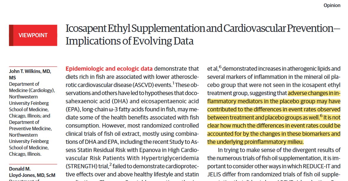 Different Viewpoints, same conclusion: This controversy can only be resolved with a trial comparing icosapent ethyl vs. a truly inert placebo. Just published in @JAMACardio re: the REDUCE-IT trial controversy. jamanetwork.com/journals/jamac… jamanetwork.com/journals/jamac…