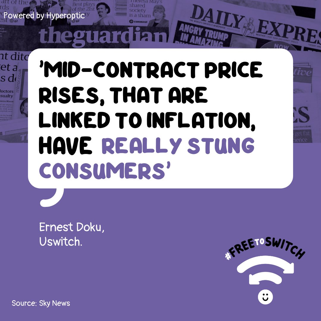 That's why we are asking OFCOM to investigate mid-contract above-inflation broadband price rises, to help protect consumers from rising bills. 

Tell OFCOM you want to be #FreeToSwitch: sforce.co/3FLZQ9a

<a href="/ErnestDoku/">Ernest Doku</a> <a href="/UswitchUK/">Uswitch</a> <a href="/SelinaSwiftt/">Selina Swift</a> 
Source: bit.ly/3S1p8FS