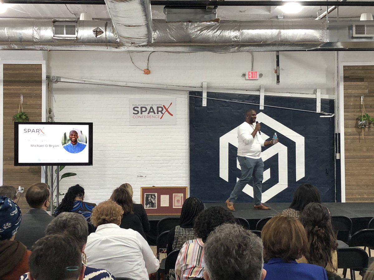 philanthropyPHL's tweet image. #SPARXconference featured speaker @MikeOBImagines of Humanature talking about centering the #humanity in our work. Our thanks to @WellsFargo for sponsoring this presentation!