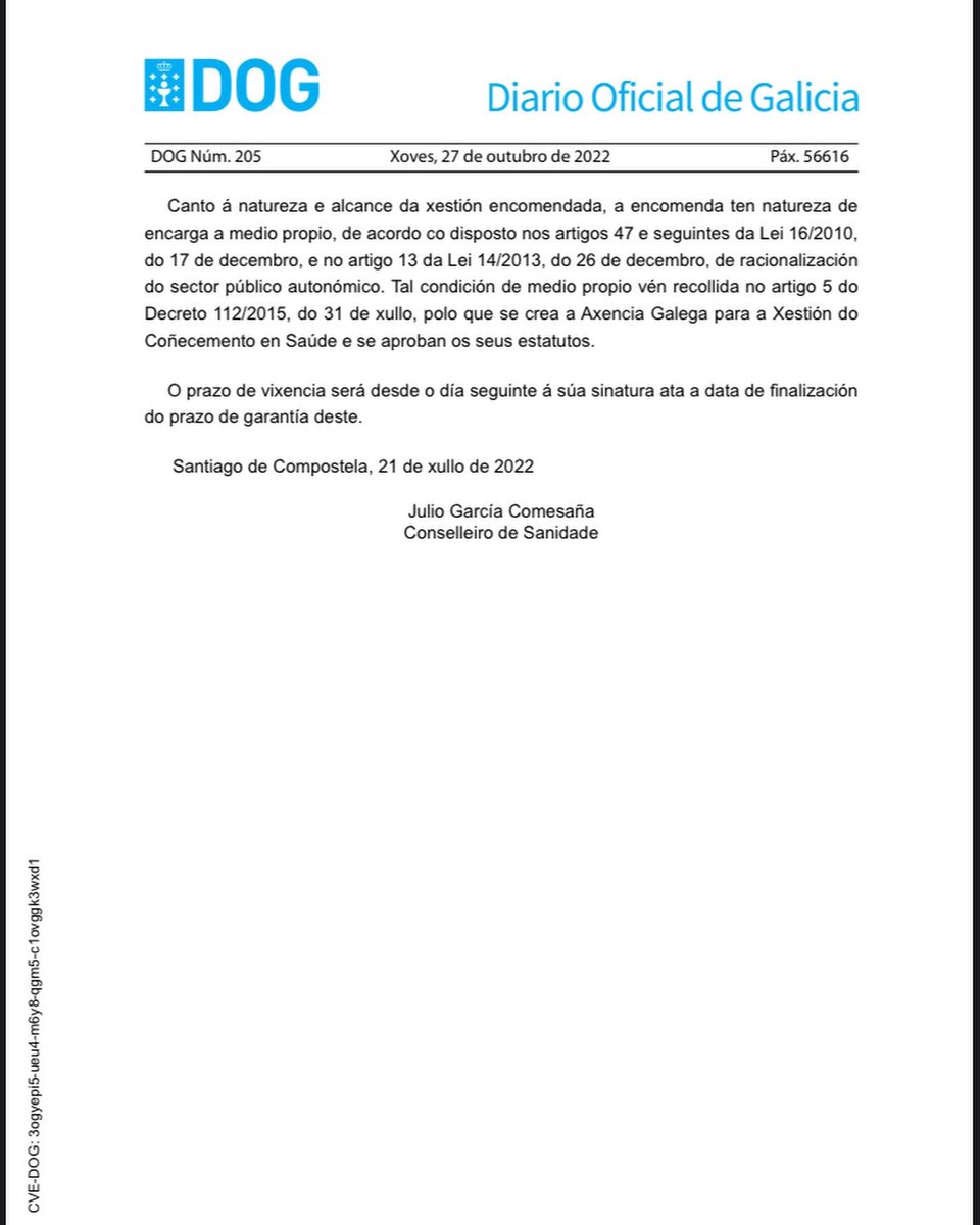 Paso importantísimo! O DOGA ven de publicar a encomenda de xestión da Consellería de Sanidade a AXI para o inicio da contratación da redacción do proxecto do novo Centro de Saúde de Boborás!!!
<a href="/SanidadeXunta/">Consellería de Sanidade</a> <a href="/patriciaboboras/">Patricia Torres</a> <a href="/GabrielOurense/">Gabriel Alén Castro</a>