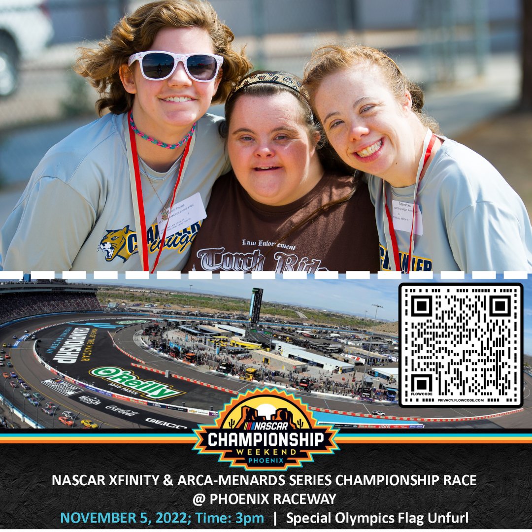 Mark your calendars for November 5th! SOAZ is collaborating with NASCAR to bring you a special ticket package for Special Olympics Arizona! 

To order your tickets, please visit: fevo.me/soaznascar

Don't forget to wear your SOAZ gear if you have it! Lets fill the stands!