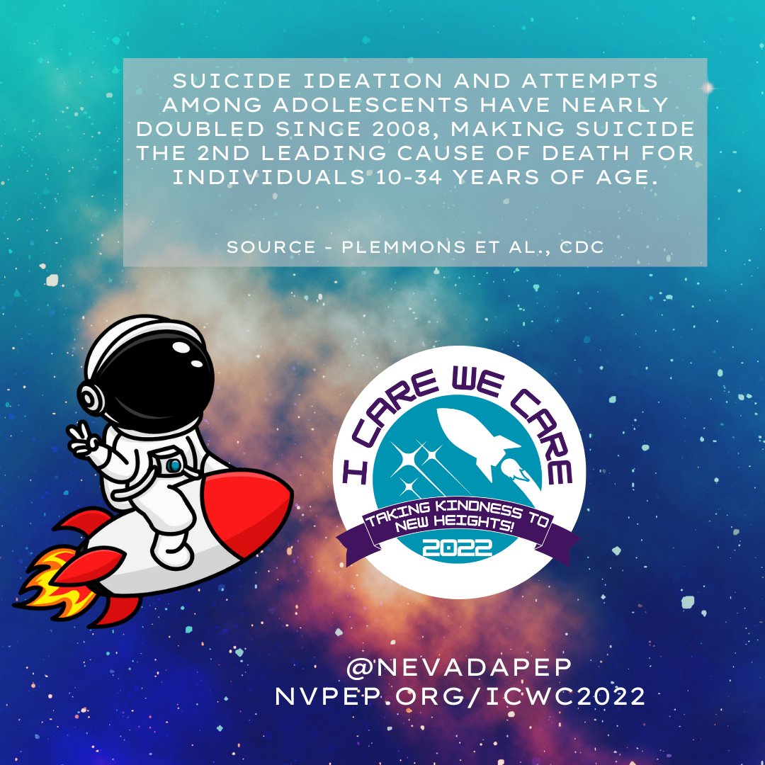 NevadaPEP's tweet image. Suicide ideation and attempts among adolescents have nearly doubled since 2008, making suicide the 2nd leading cause of death for individuals 10-34 years of age.

Learn more about what you can do to prevent bullying at NevadaPEP.org/ICWC2022

#ICWC2022 #BullyingPrevention