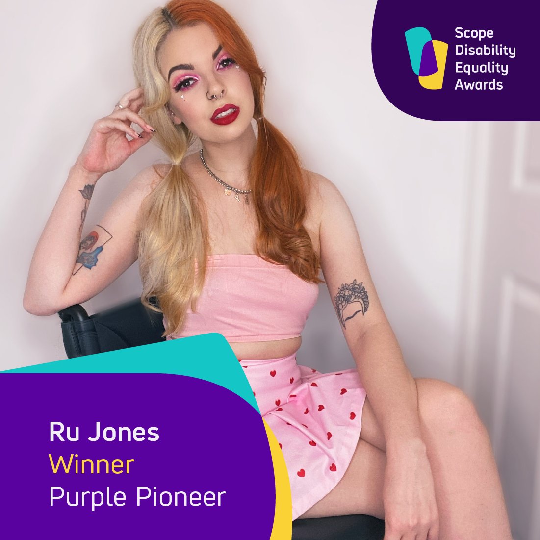 🏆 Ru Jones is our Purple Pioneer! Ru uses their platform to educate and inform others, amplifying disabled voices and creators who might otherwise be overlooked. Ru’s a great example of someone who uplifts the disability community. Great work, @Chr0nicallyCute ✨
