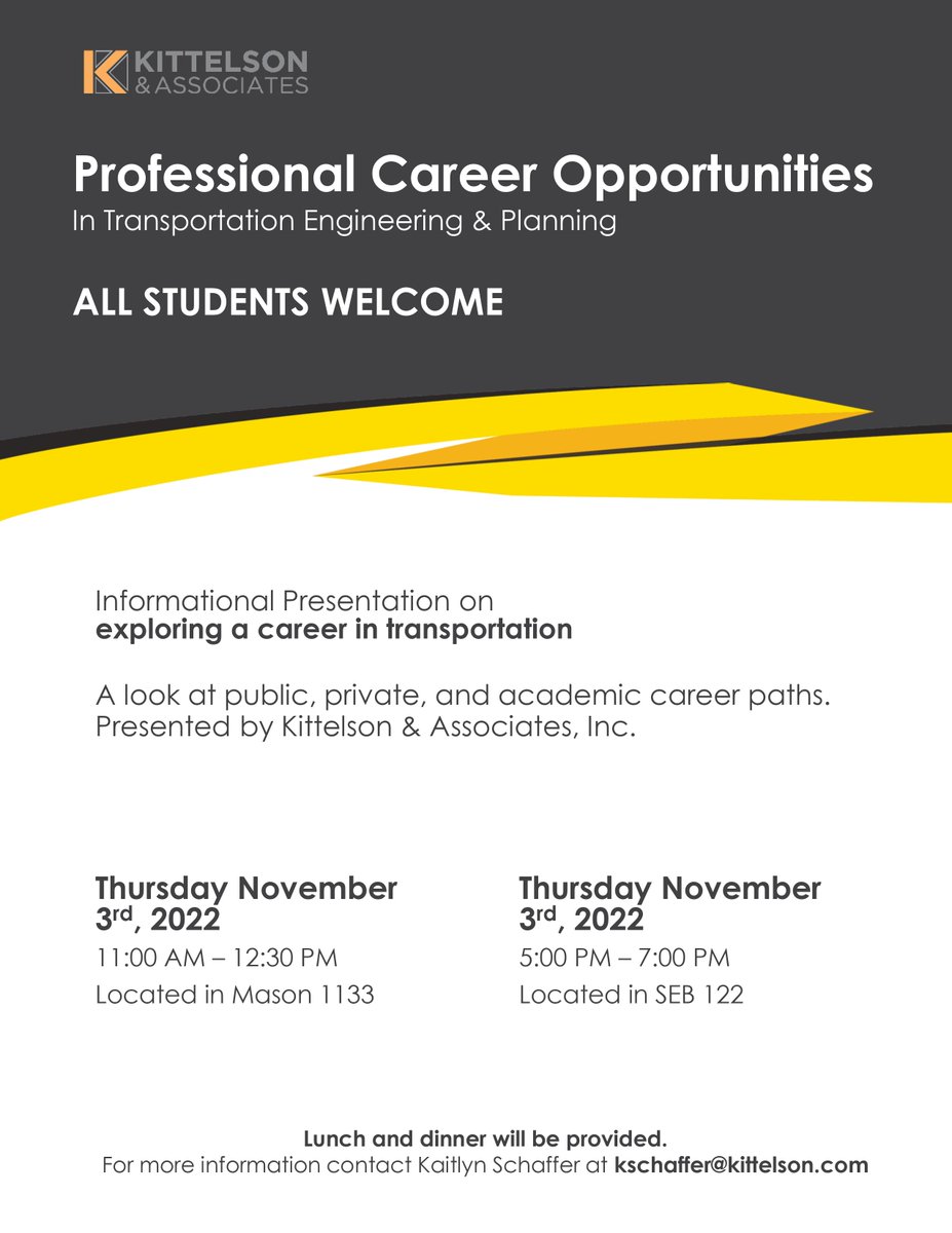 SPA_GaTech's tweet image. Hello Planners, @kittelson is hosting an event for professional career opportunities next week on November 3rd. It&apos;s primarily focused on transportation, but all are welcome!