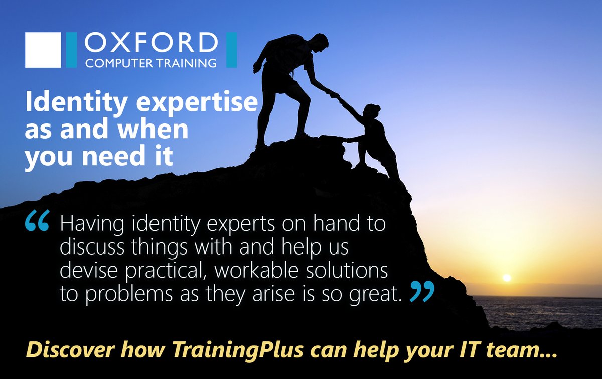 Need a hand with #MIM2016 & #AzureAD? Go here: ocg.tech/3SxmcQF
✔️Ad hoc #identity expertise for your #ITteam
✔️Save time & money
✔️Fast, flexible #identitysupport
'I’d definitely recommend TrainingPlus. It’s so convenient.'
#ITpros #ITteams #IDM #ITmanager