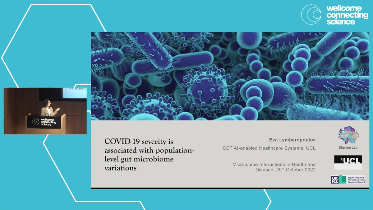 eva_lymb's tweet photo. Had a pretty cool start to my week: on Tuesday I got to present our recent research on #covid19 and the #gutmicrobiome at the Microbiome in Health and Disease Conference @eventsWCS #MIHD22! 👩‍💼
Was a real honour, and I had lots of fun geeking out over microbes 🦠 https://t.co/INhut6DhCY