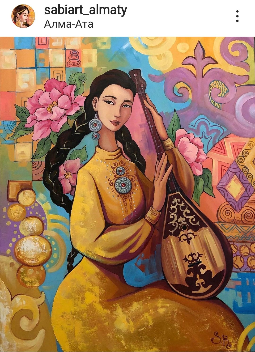 Рисунок домбры казахской