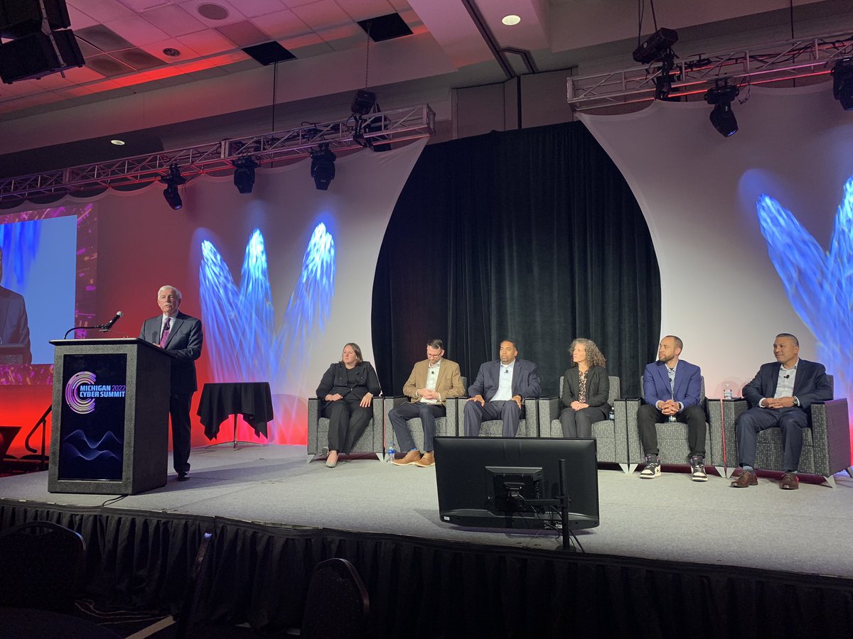 MichiganDTMB's tweet photo. 2022 #MiCyberSummit - #CIO’s from around from the country discuss #cybersecurity. @MichiganGov, @IN_gov, @ohgov, @WVgov, @waynecountymi, @CityofDetroit, @MichiganDTMB, @JoshuaDSpence, @TheRealTEBarnes https://t.co/5GQRBMDfHs