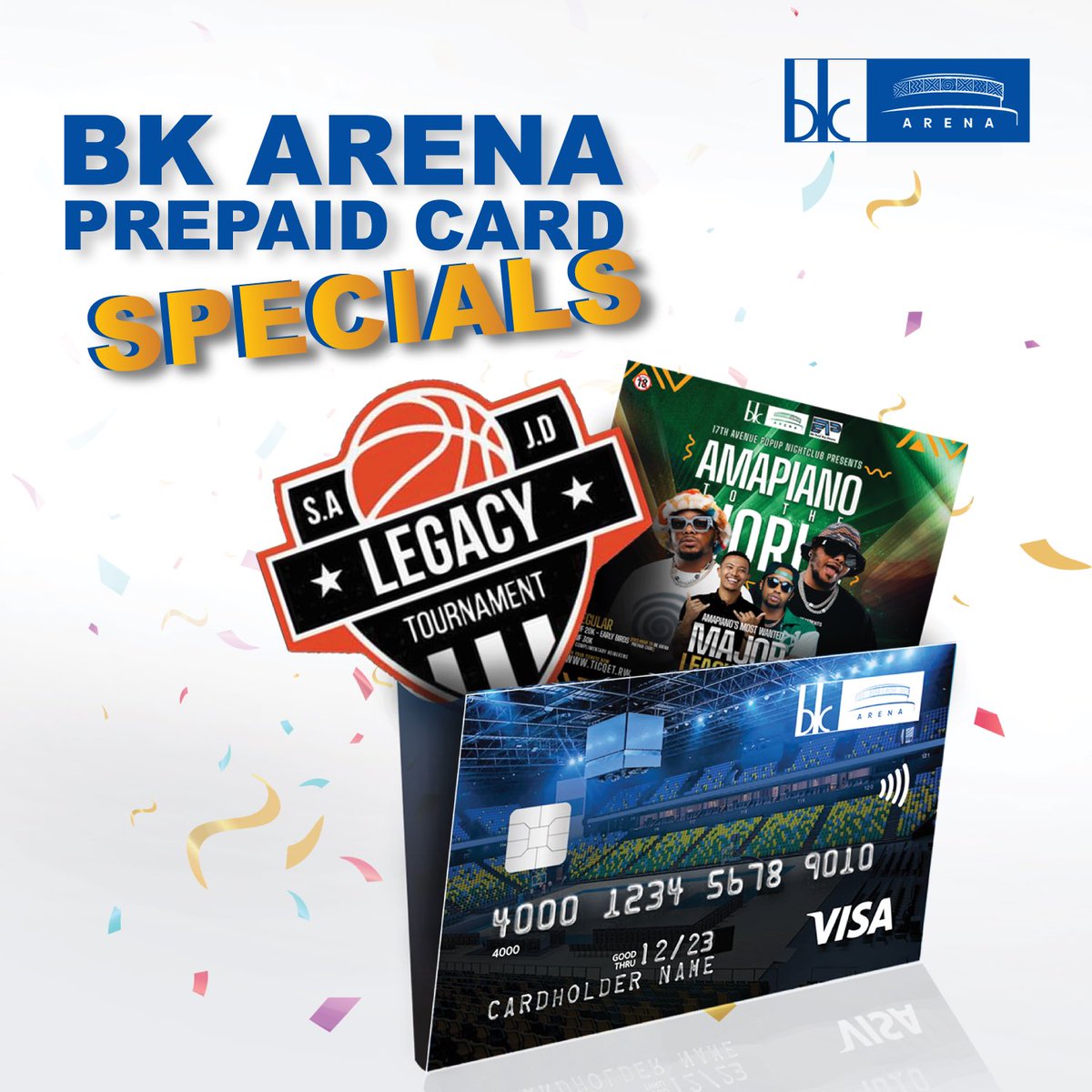 Enjoy a budget-friendly weekend with exclusive offers when you purchase a BK Arena Prepaid Card tomorrow!🤑🤩

* Early Bird discount on Amapiano To The World Tickets✨
* Free Lower Bowl Tickets to <a href="/UGB_Rwanda/">UGBasketball</a>’s Legacy Tournament finals happening this Saturday at BK Arena✨