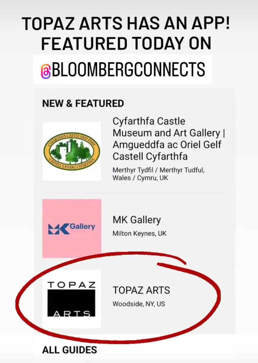 topazartsinc's tweet photo. So exciting to join @bbgconnects featured in the new guides!  Download the free #arts &amp; #culture app to discover more about @topazartsinc https://t.co/W9s1yWfZqq