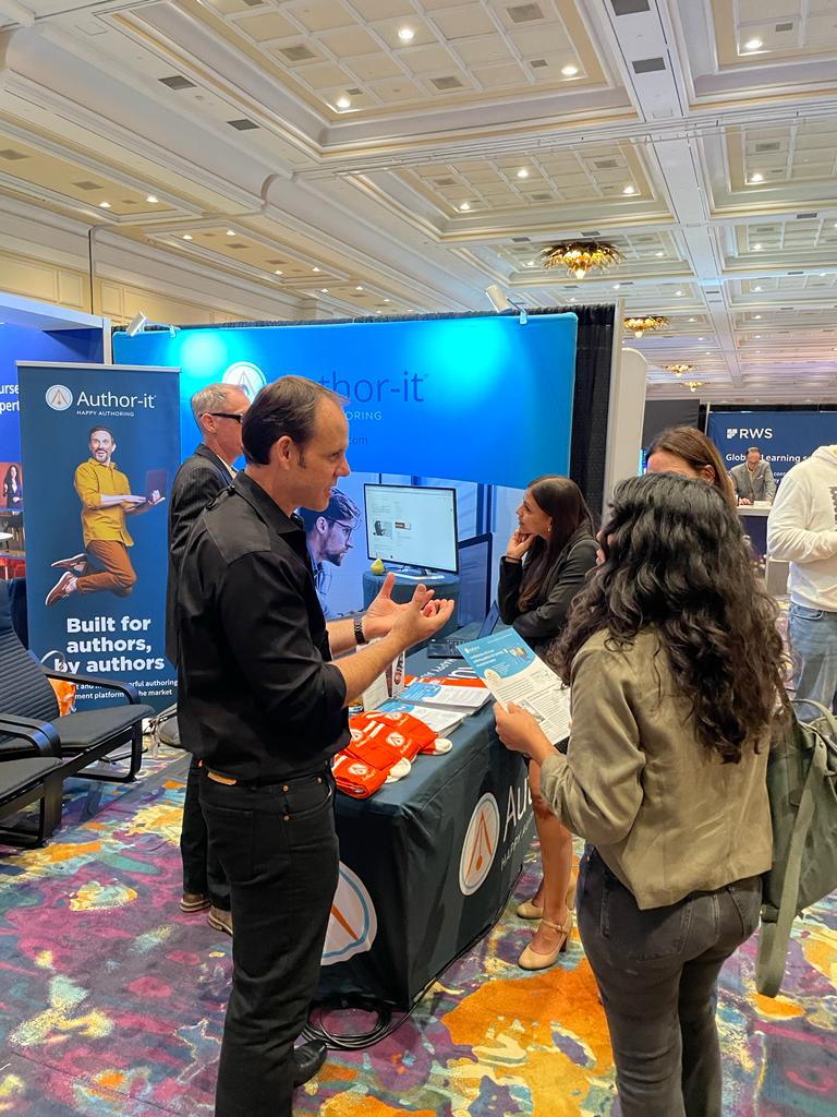Author-it is live in Las Vegas at the DevLearn Expo! Adrian Winks and Matt Armstrong explaining #authoringplatforms and #ccms