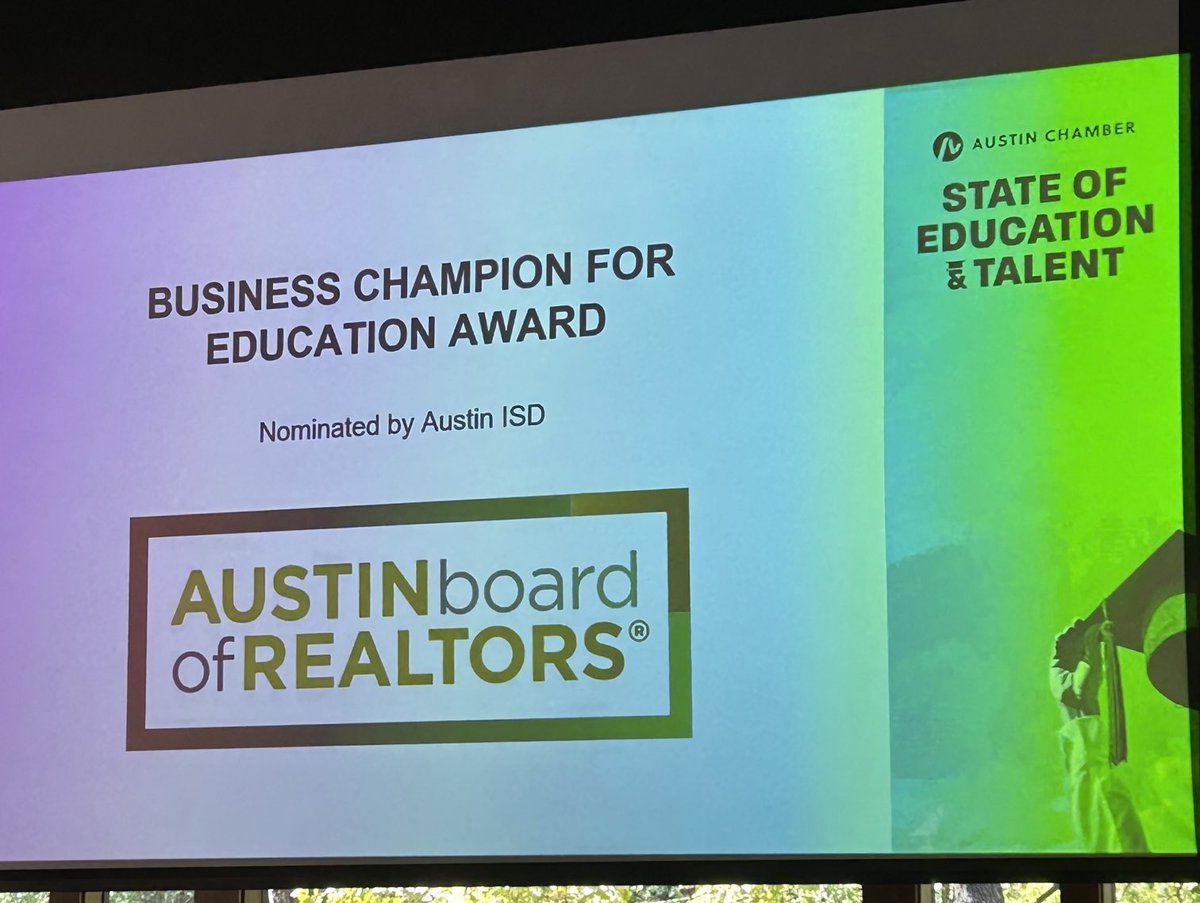 ⁦@AustinPartners⁩ excited to see our friends at ABoR receive a special award at GACC’s State of Education today for their role in supporting AISD students at Akins ECHS in the real estate P-TECH program. Proud of the work we do w/them for the benefit of our students!