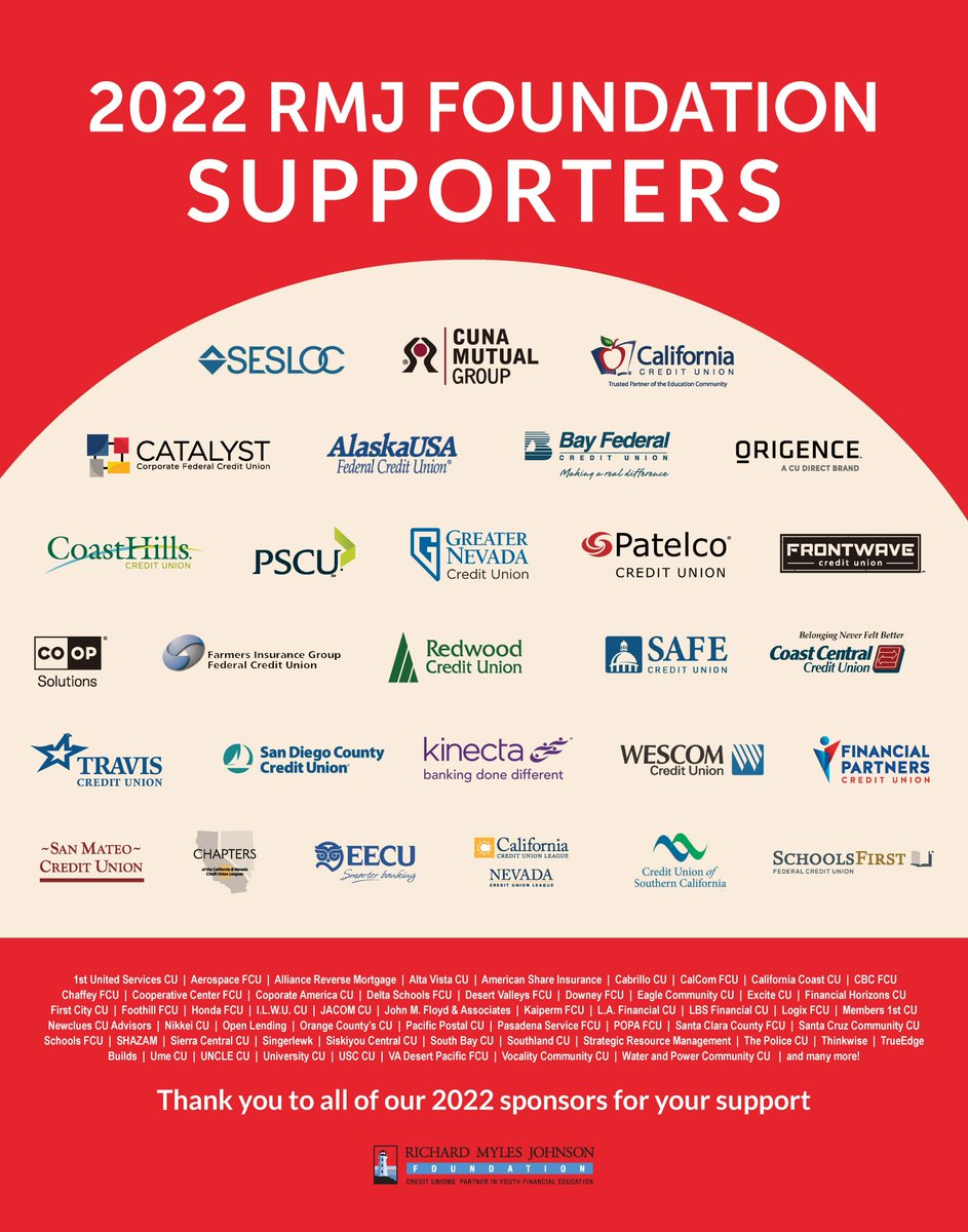 Many thanks to the credit unions and organizations that have supported the RMJ Foundation this year! We could not do the work we do without you.