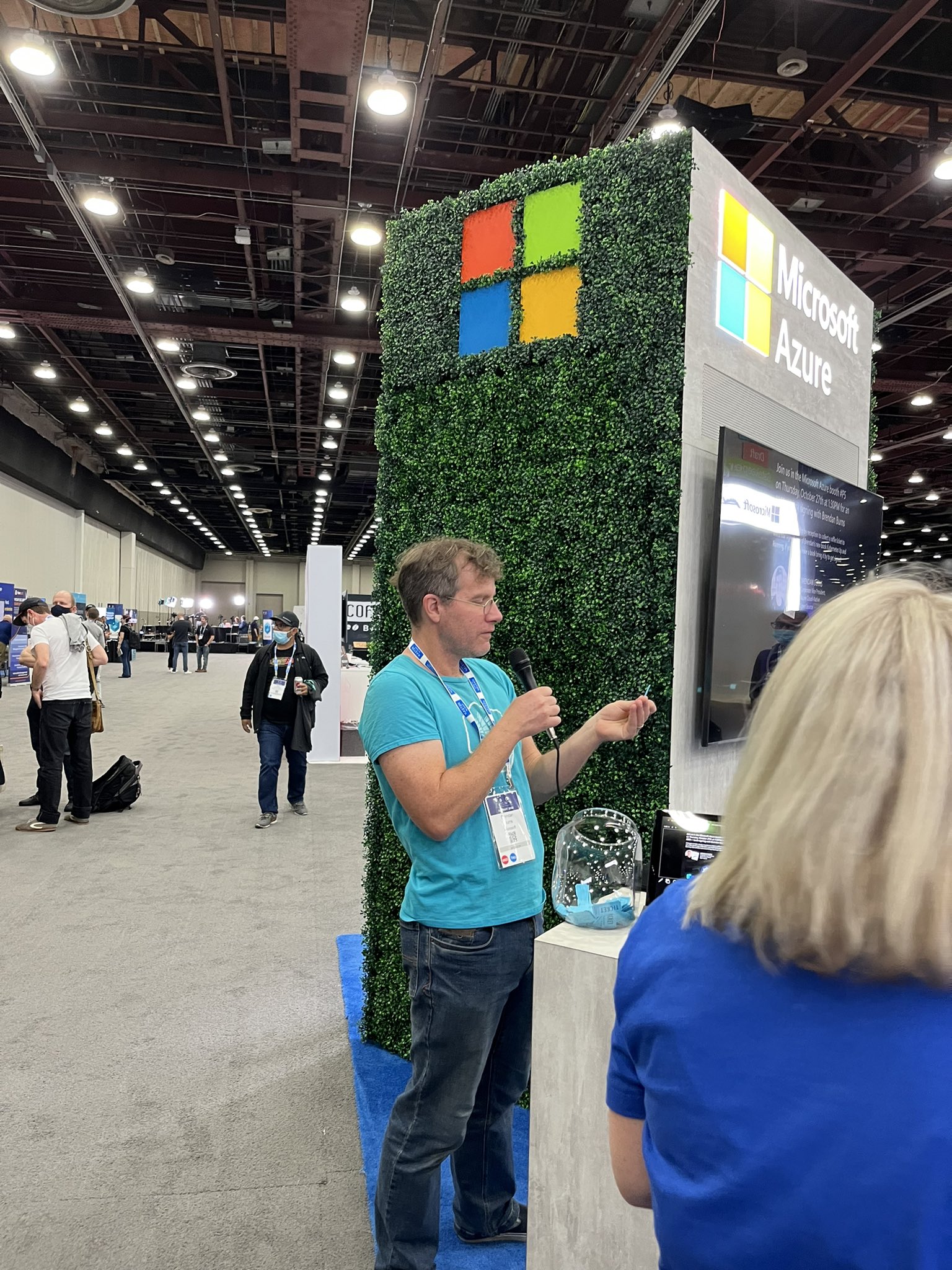 Brendan giving away books.