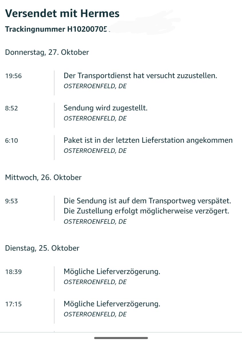 Lange nichts mehr von <a href="/amazonDE/">Amazon.de</a> via <a href="/hermesDE/">Hermes Germany</a> bekommen. Also - bekommen sollen, ich hab es ja noch immer nicht. Überflüssig zu erwähnen, dass wir zu Hause waren... 
Bei allem Verständnis für die Zusteller, Hermes scheint seinen Ruf bestätigen zu wollen