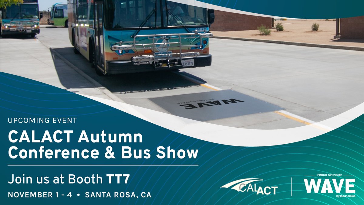 We'll be at CALACT Autumn Conference &amp; Bus Show next week! Stop by and learn how high-power, automated, on-route #wirelesscharging can make your transit fleet match, and even exceed, the same daily range of diesel.