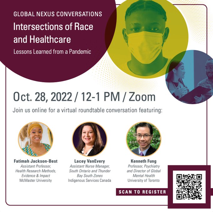 People can still register for the upcoming webinar on the intersections of race and healthcare, hosted by @MacGlobalNexus this Friday at noon. Details below! @McMasterU