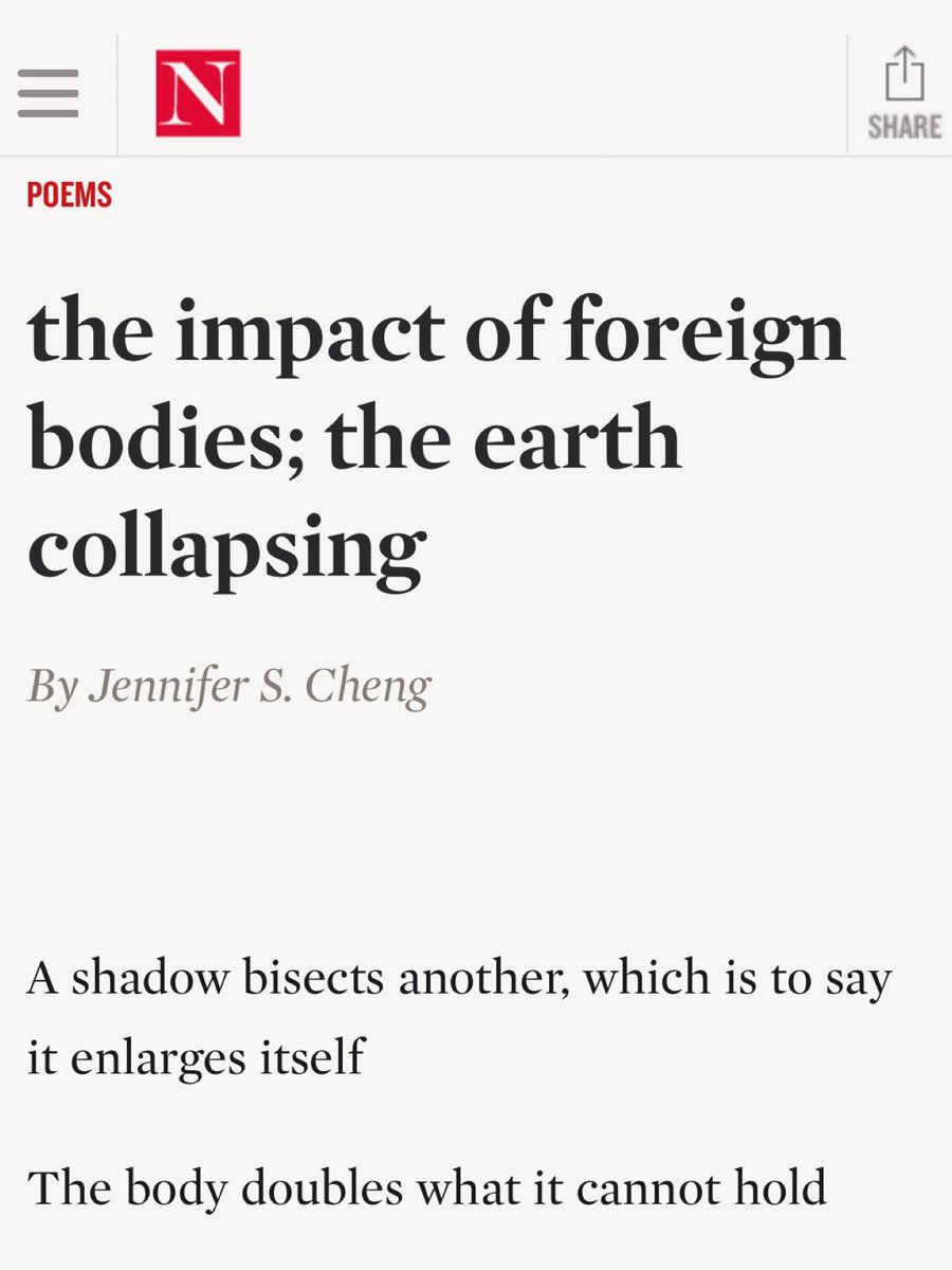 I have a new poem 🌱 It is long. Also old because, once again, I wrote much of it years &amp; years ago, then waited for words/lines to find their appropriate arrangements. 

Thank you to Kaveh Akbar &amp; <a href="/thenation/">The Nation</a> / <a href="/NationPoetry/">Poetry | The Nation</a> 

tinyurl.com/55srn4sp