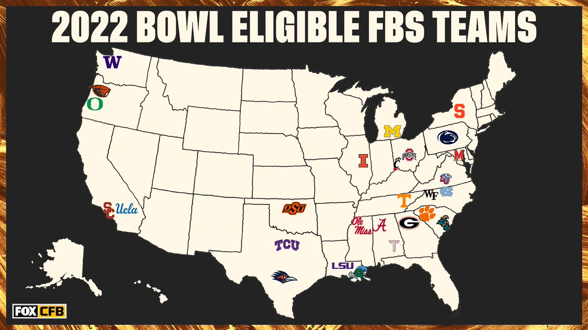 CFBONFOX's tweet photo. 27 teams from 19 states are already set to go bowling this season 📍🎳

RT if a team from your state is bowl eligible 🙌 https://t.co/W0s6VIUl3R