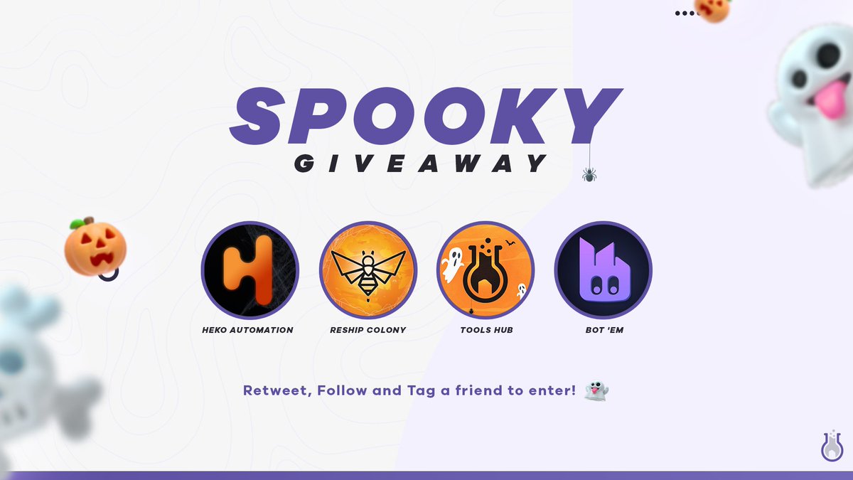 🎃 SPOOKY GIVEAWAY 🎃

2x <a href="/HekoAutomation/">Heko Automation</a> Key
1x <a href="/ReshipColony/">Reship Colony</a> Free Monthly Key
1x <a href="/ToolsHubio/">Tools Hub</a> Free Monthly Key
2x @botem_official Key

Retweet, Follow and Tag a friend to enter! 👻