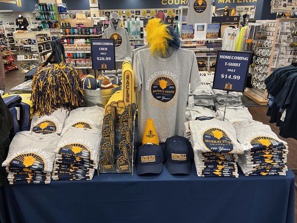 racerbookstore's tweet photo. A 🟡 Homecoming 🔵 to remember, 💯 years Blue and Gold! Homecoming T-shirts are here! #murraystateuniversity #murraystate 🐴 https://t.co/rSDrrxss1g