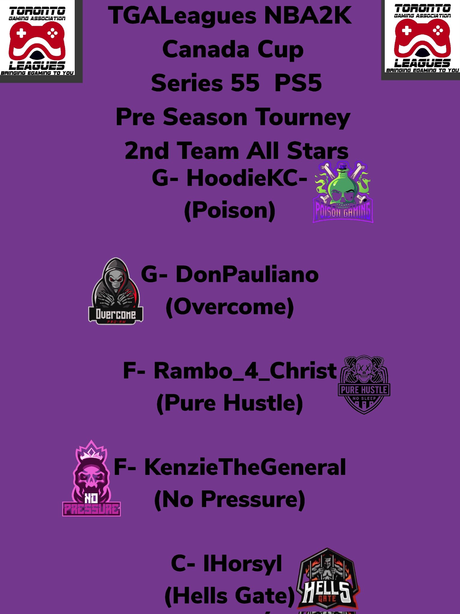 TGALeagues on Twitter "TGALeagues NBA2K Canada Cup Series 55 PS5 Pre