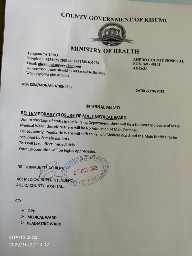 Kisumu what is happening? Makes not allowed to get sick? This is sick