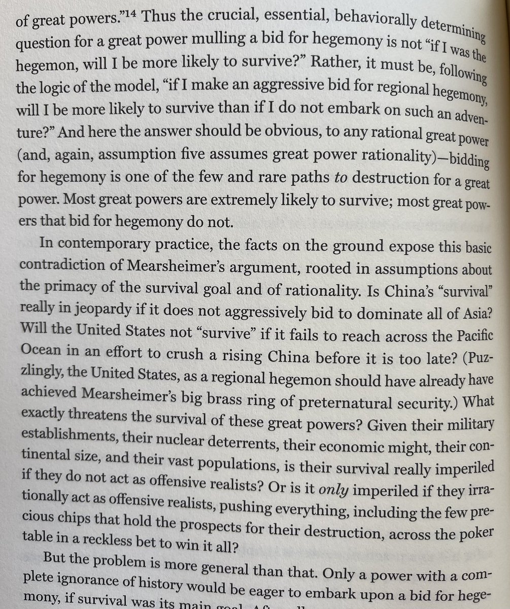 Jonathan Kirshner takes down structural arguments that China must seek regional/global hegemony to be secure. Only such a bid could threaten China’s survival: