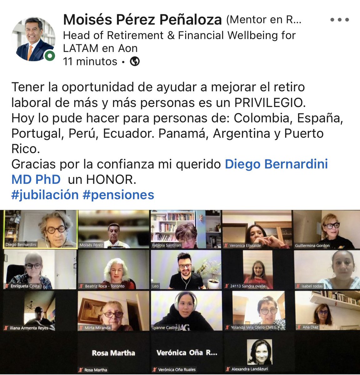 Diego__MD's tweet image. Ayer finalizamos en Modulo 9 sobre Propósito de vida junto a docentes invitados de lujo como @yo_jubilado y @blancocoaching 💥 Ya habían compartido @Raquelroca @xeniorsuy y Jorge Campora de @USalvador 💥 Todo un Dream Team!!

#Diplomado #NuevaLongevidad #NewLongevity
