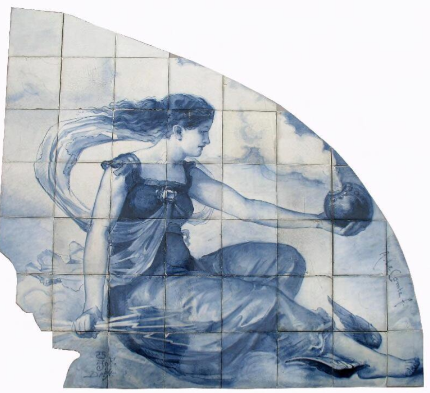 Vandaag 100 jaar geleden overleed architect Christiaan Posthumus Meyjes. Hij ontwierp onder meer het oude station van Delft, waarvoor hij deze vier tegeltableaus liet maken met de voorstellingen 'Overvloed', Telegrafie', 'Stoomkracht' en de 'Delftse stedemaagd'.