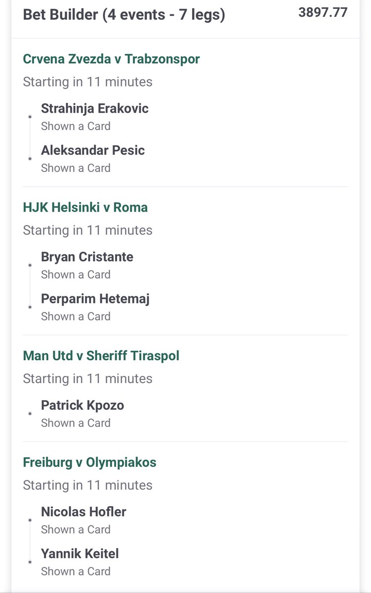 Box2BoxTips's tweet image. Here’s my longshot for tonight’s 8pm kickoffs💰
£5 returns £19,488
Always a chance if the games are anything like the 17:45 ones🟨🟥
#EuropaLeague