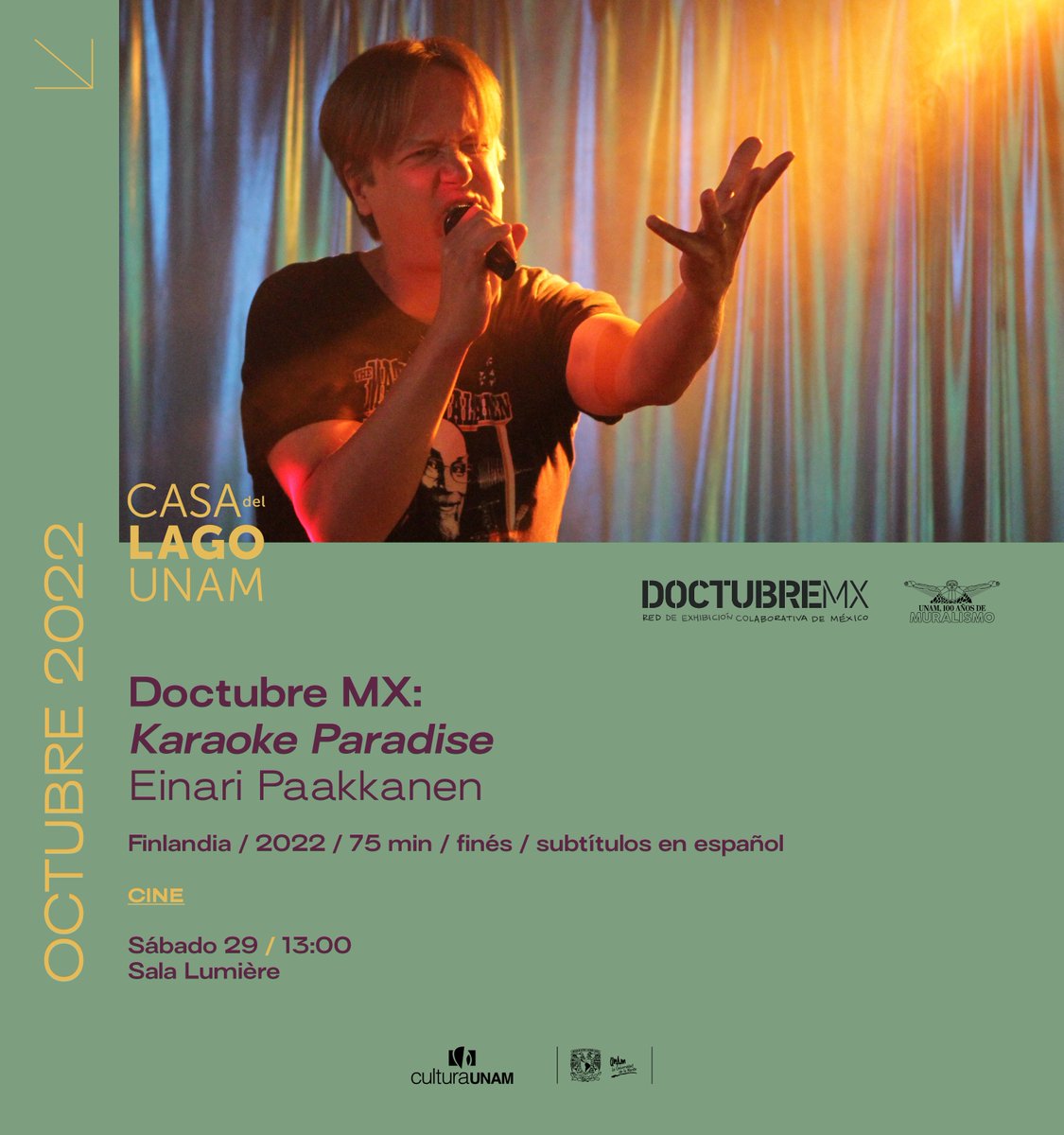 CasadelLago's tweet image. 📹 #Doctubre2022 en Casa del Lago: Karaoke Paradise (2022) 🎤
Hoy a las 13:00 en nuestra Sala Lumière, #EntradaLibre.

🗣 Consulta la cartelera @DocsMX: ow.ly/vo6150KPK5W
#17DocsMX